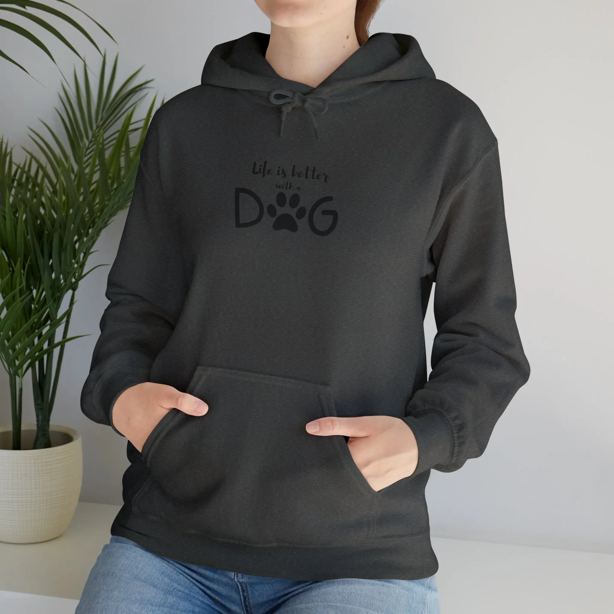 Life is Better with a Dog Hoodie, Cotton Pullover Sweatshirt