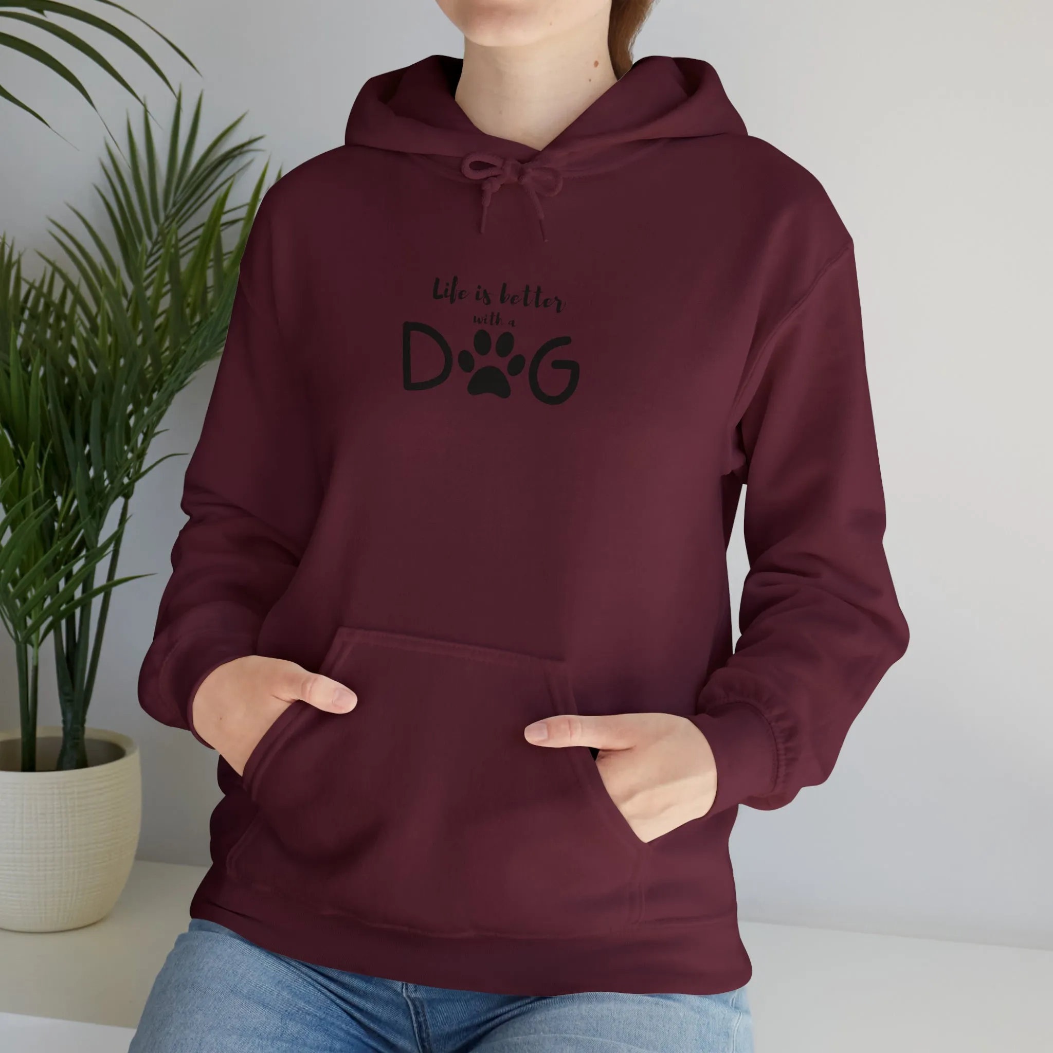 Life is Better with a Dog Hoodie, Cotton Pullover Sweatshirt