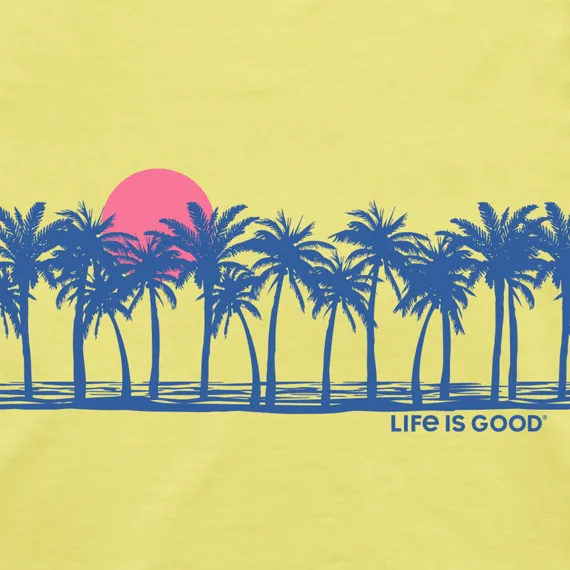 Life Is Good - Sea Stripe Lemon Yellow Women's Short Sleeve Boxy Tee