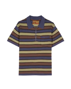 Lifted Stripe Half Zip Shirt - Blue Multi