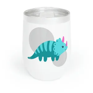 Light Blue Triceratops Dinosaur Chill Wine Tumbler