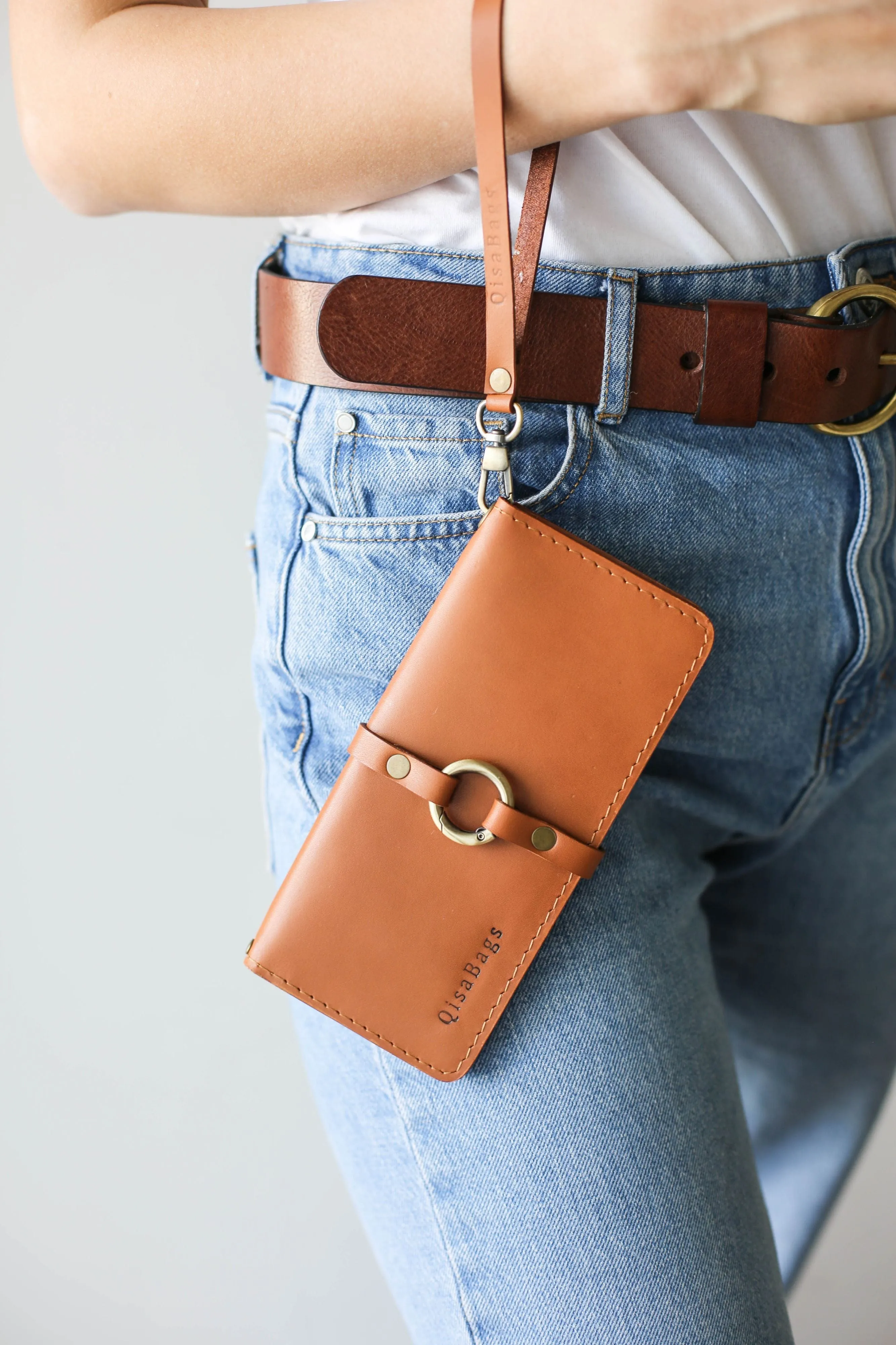 Light Brown Leather Ring Wallet N01