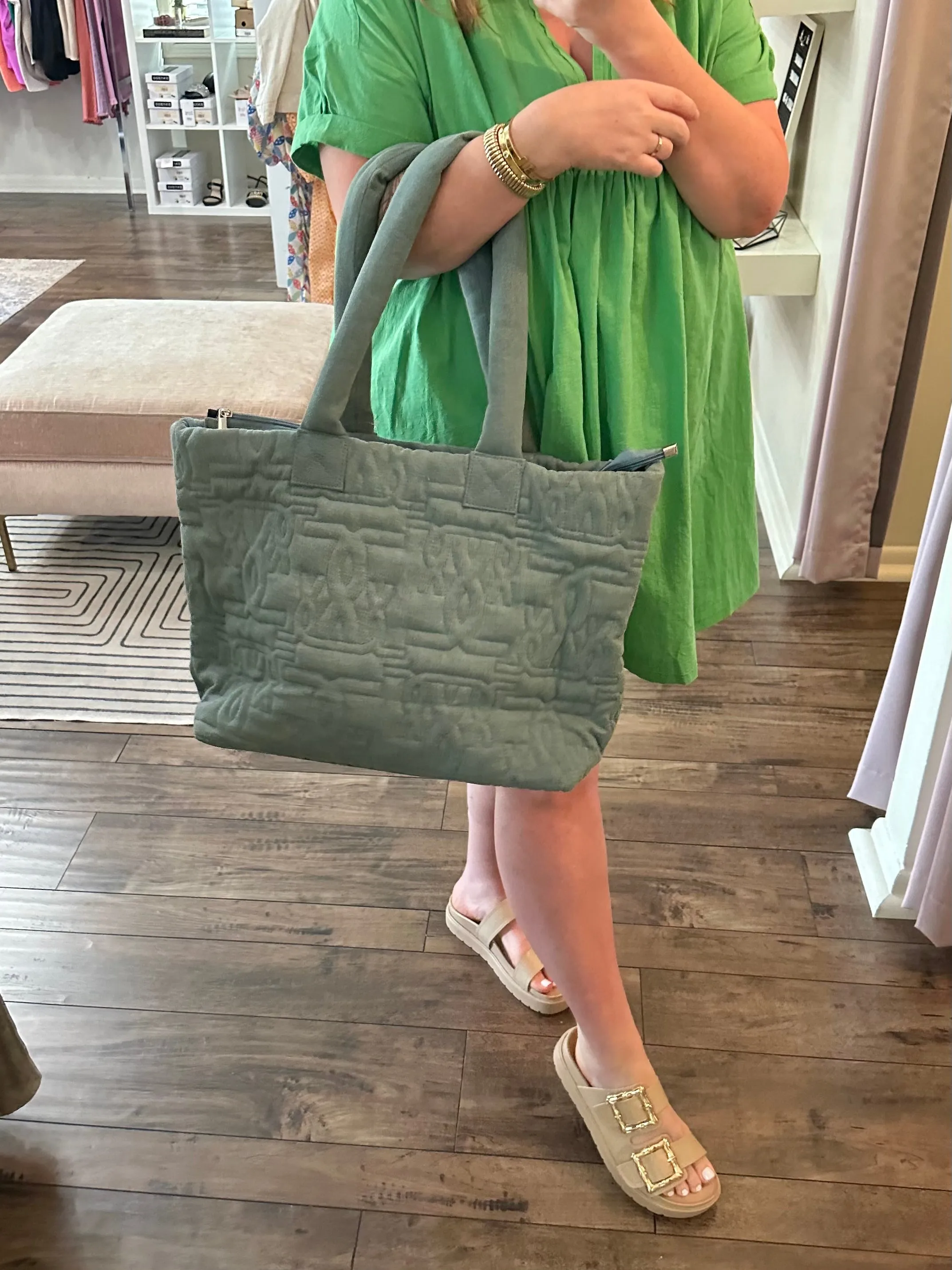 Light Denim Embossed Tote