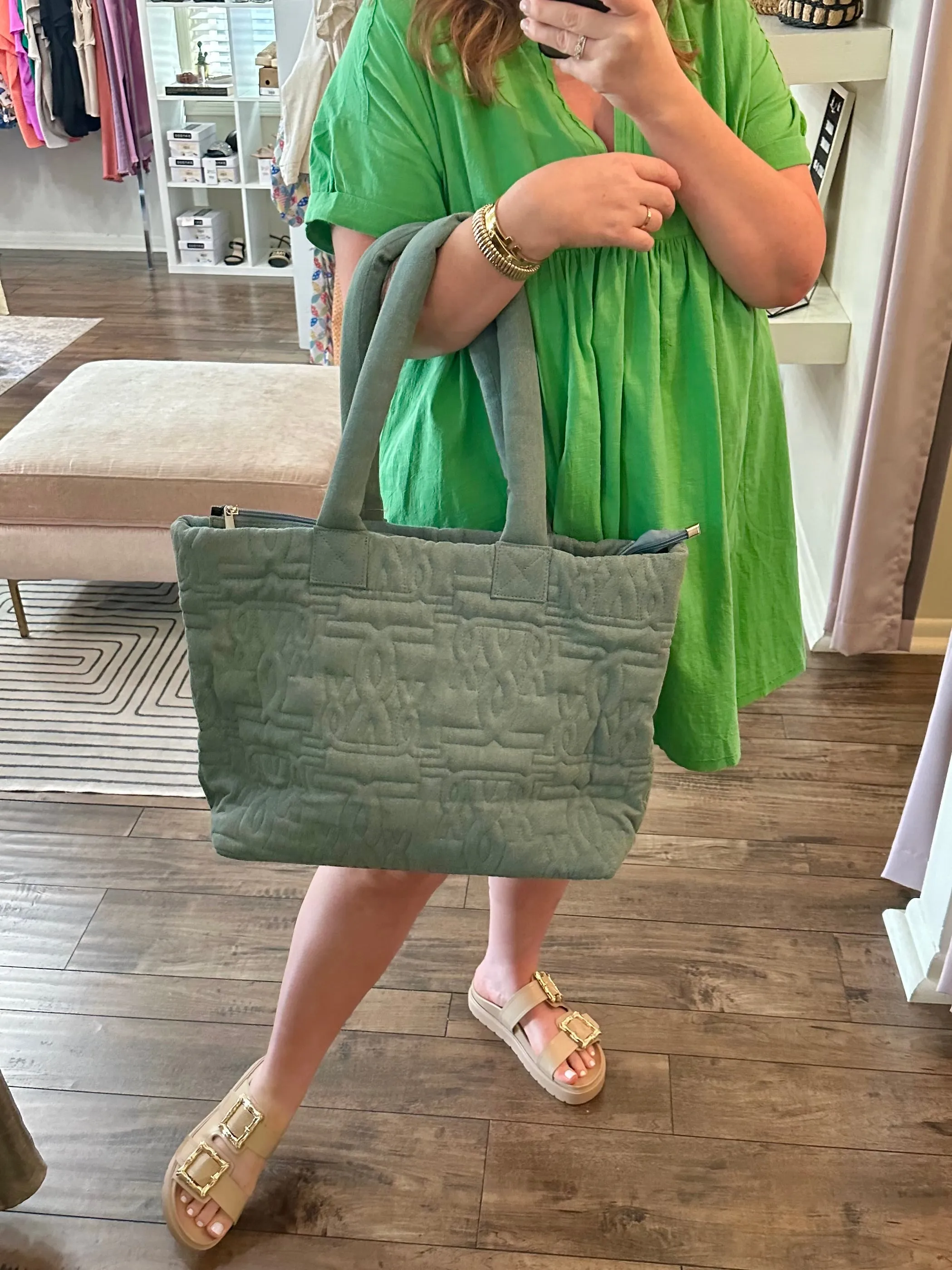 Light Denim Embossed Tote
