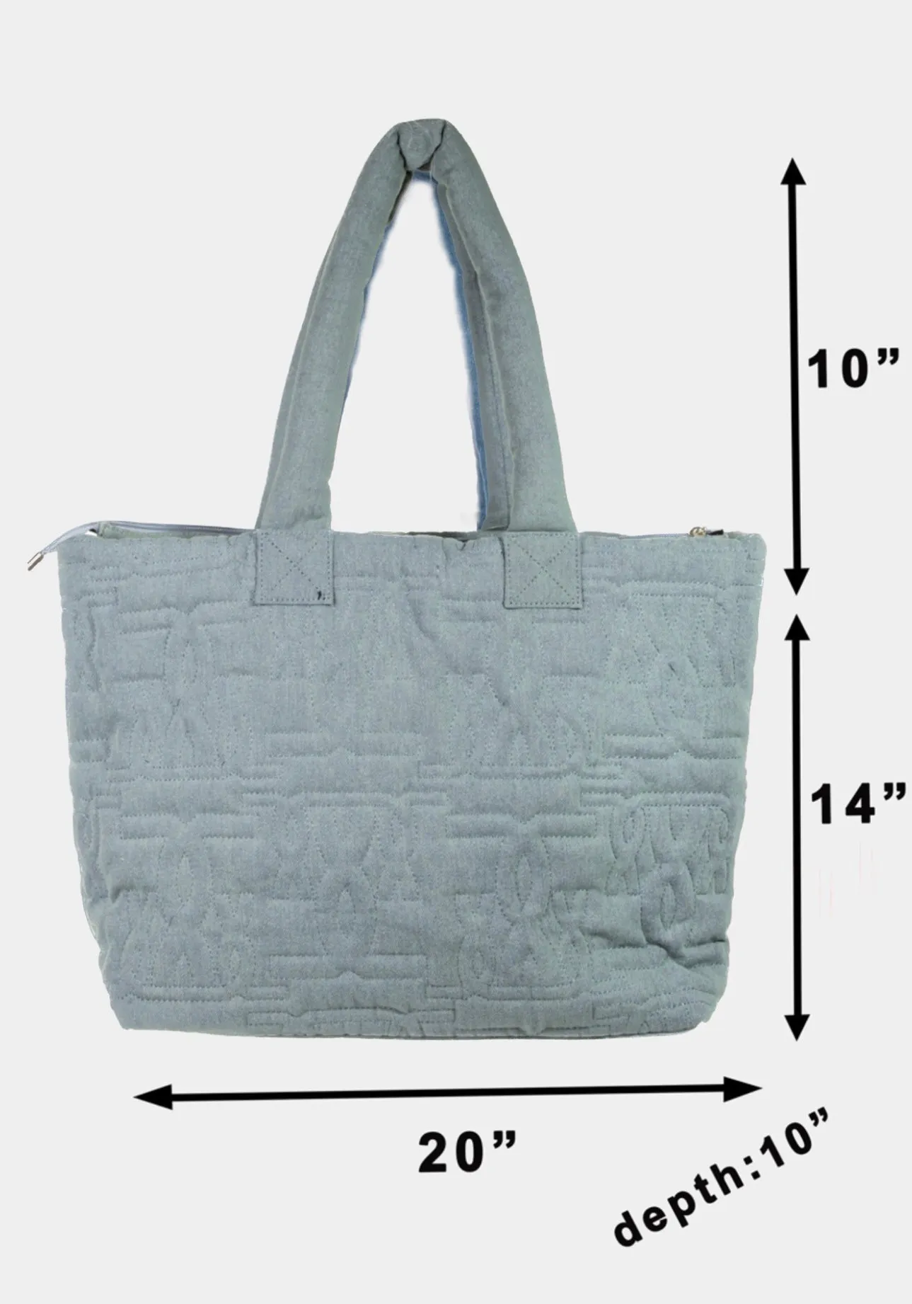 Light Denim Embossed Tote
