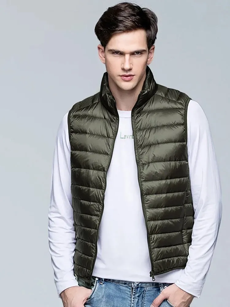 Light Down Jacket Men Winter Stand Collar Fashion Down Vest