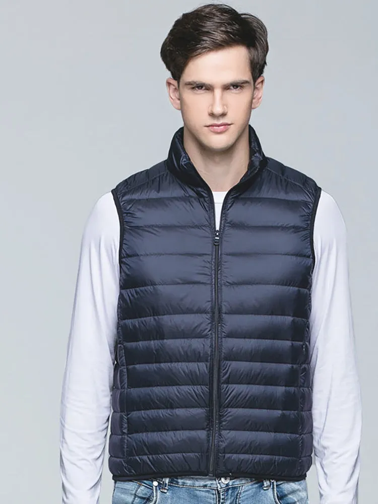 Light Down Jacket Men Winter Stand Collar Fashion Down Vest