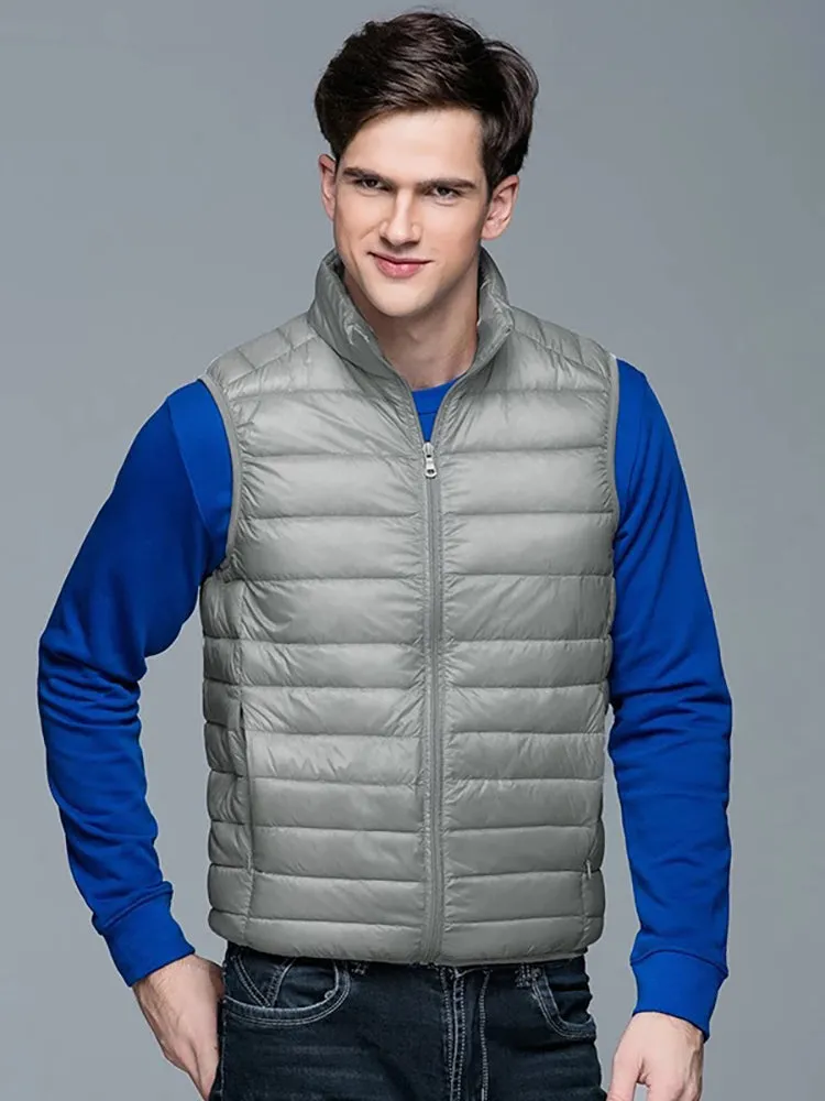 Light Down Jacket Men Winter Stand Collar Fashion Down Vest
