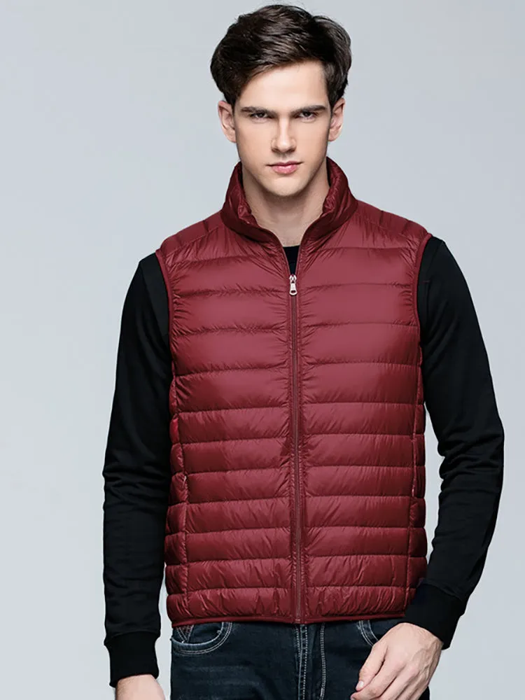 Light Down Jacket Men Winter Stand Collar Fashion Down Vest