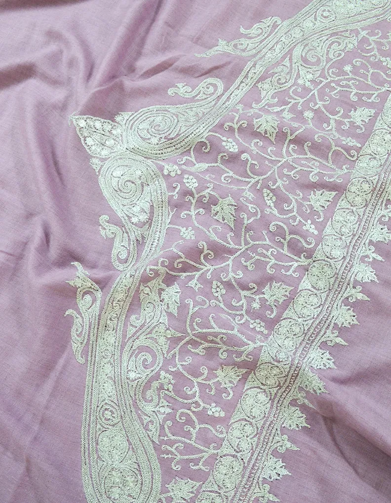 Light Purple and Silver Embroidery Pashmina Shawl 7378