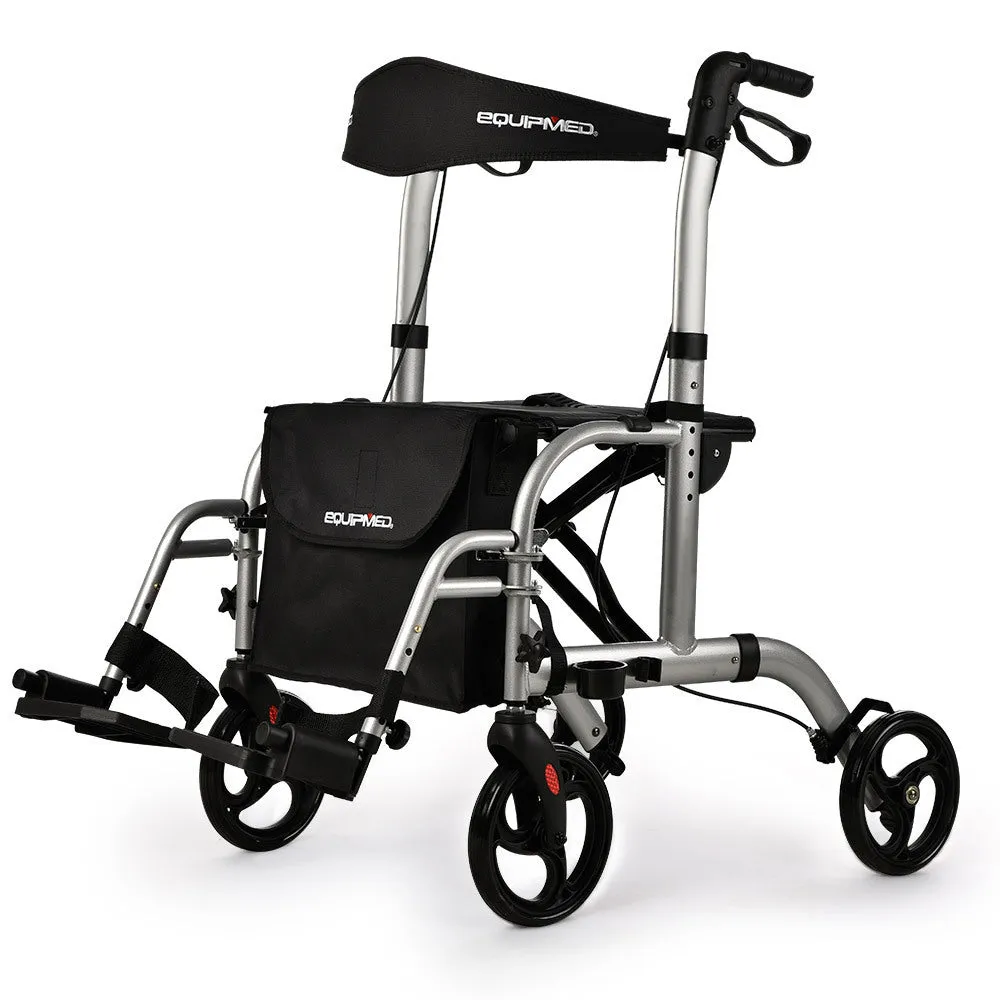 Lightweight Aluminium Rollator Wheelchair w/ Brakes - Equipmed