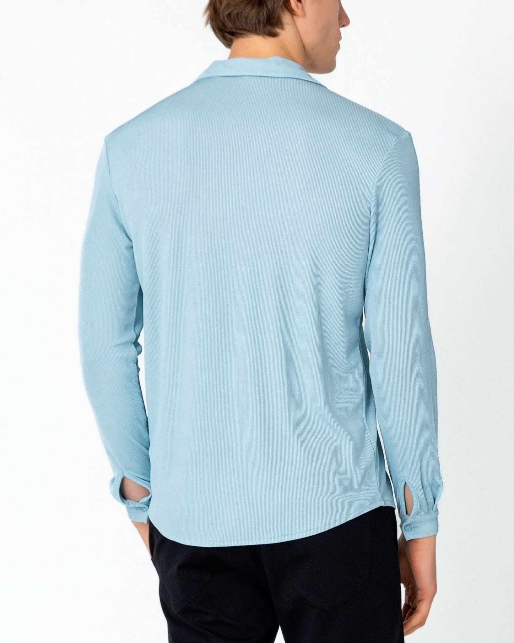 Lightweight Drapery Plisse Shirt - Blue