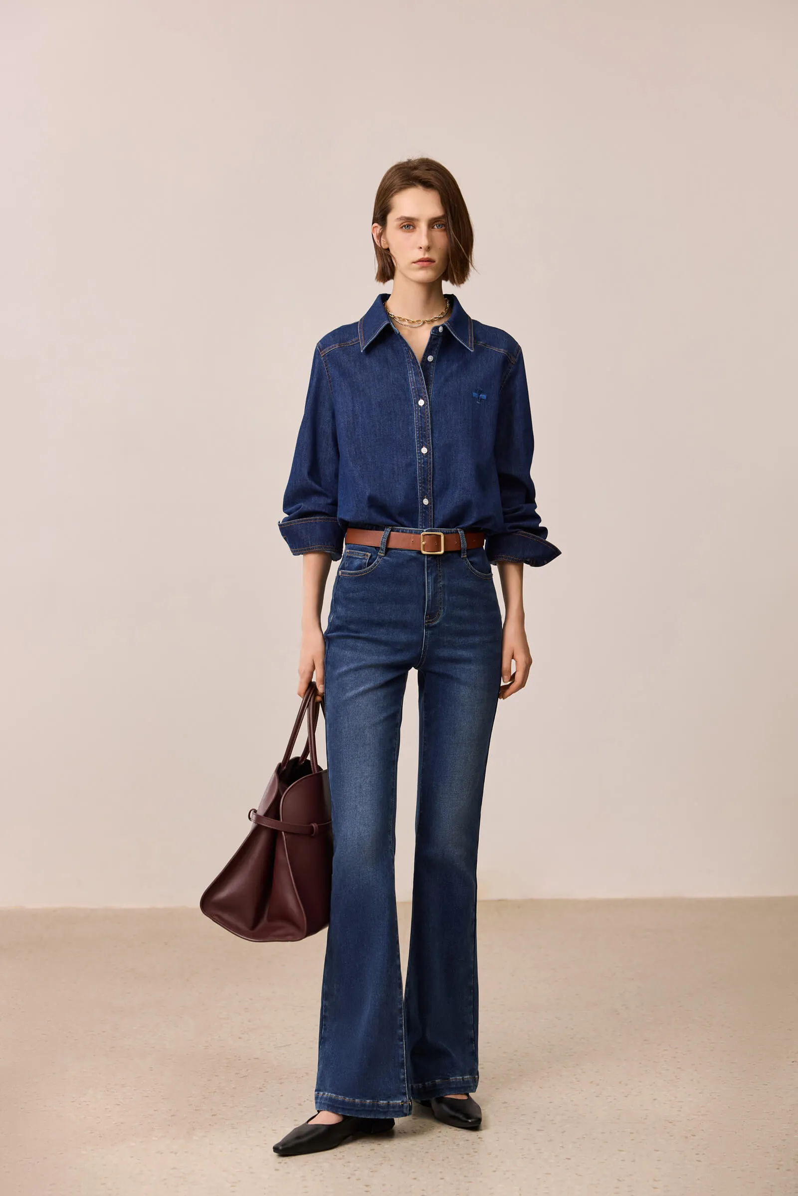 LILY Vintage Shoulder Denim Shirt