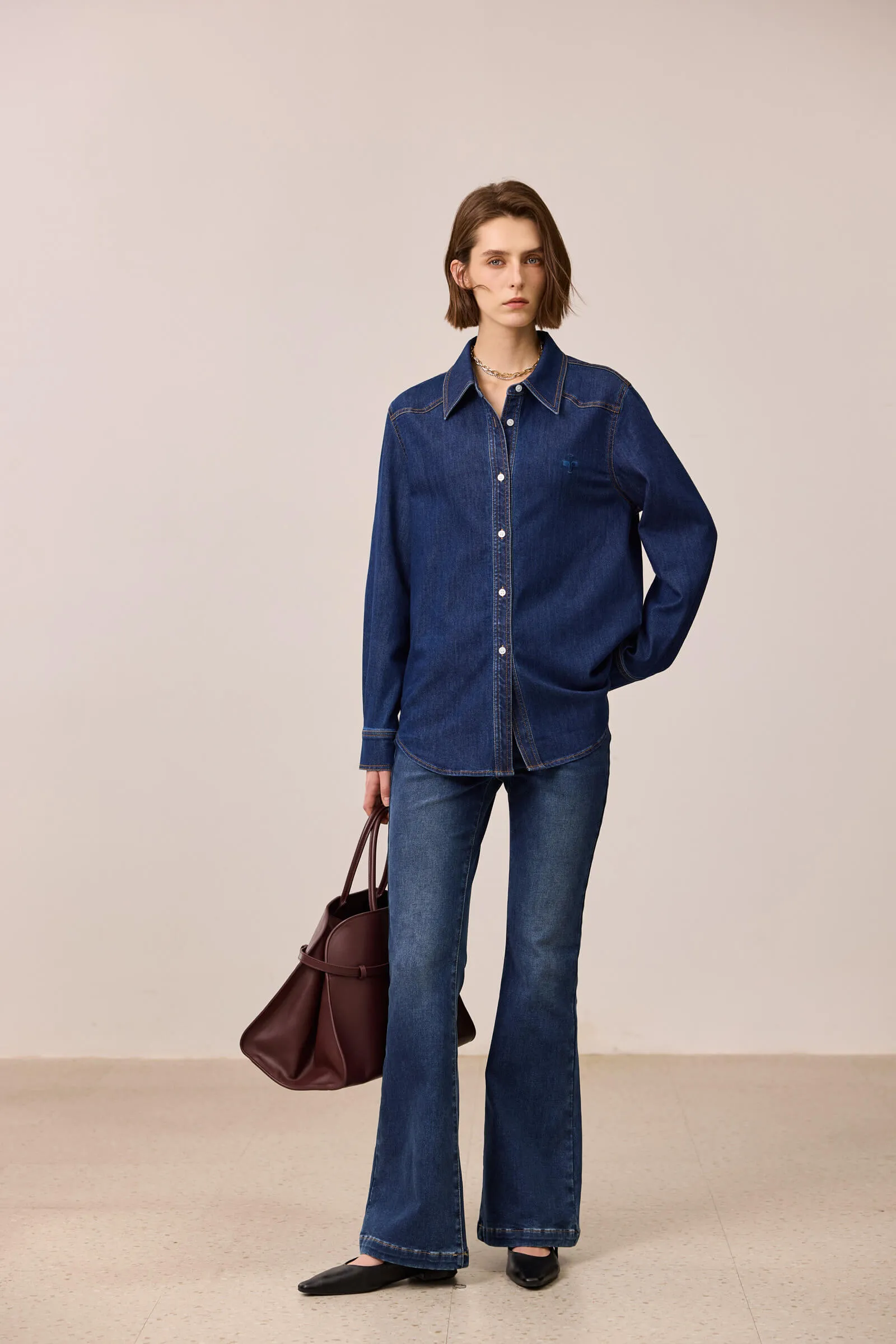 LILY Vintage Shoulder Denim Shirt