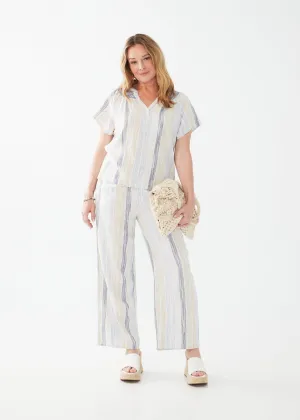 Linen Blend Raglan Flutter Sleeve Blouse