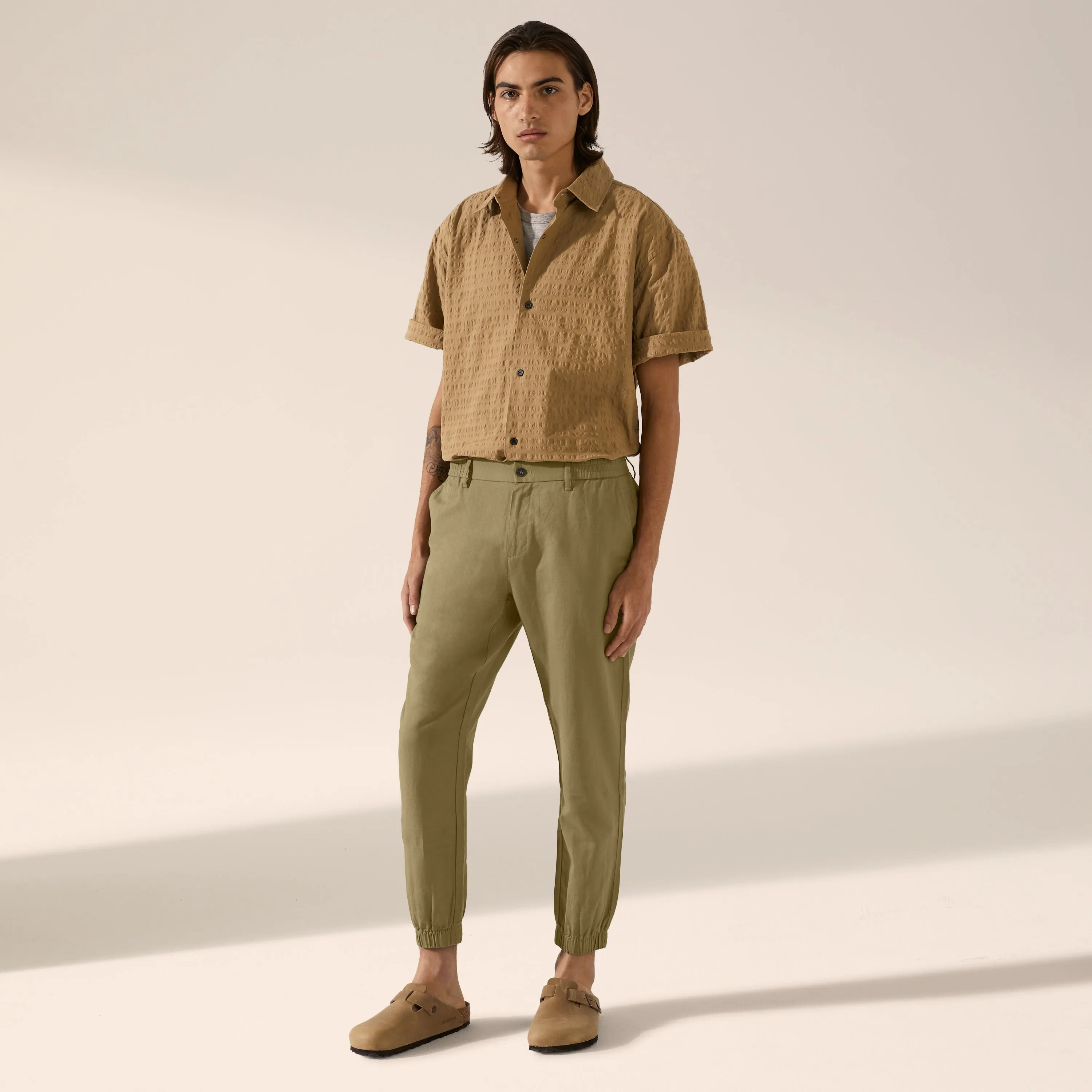 Linen Cotton Ankle Jogger Pant