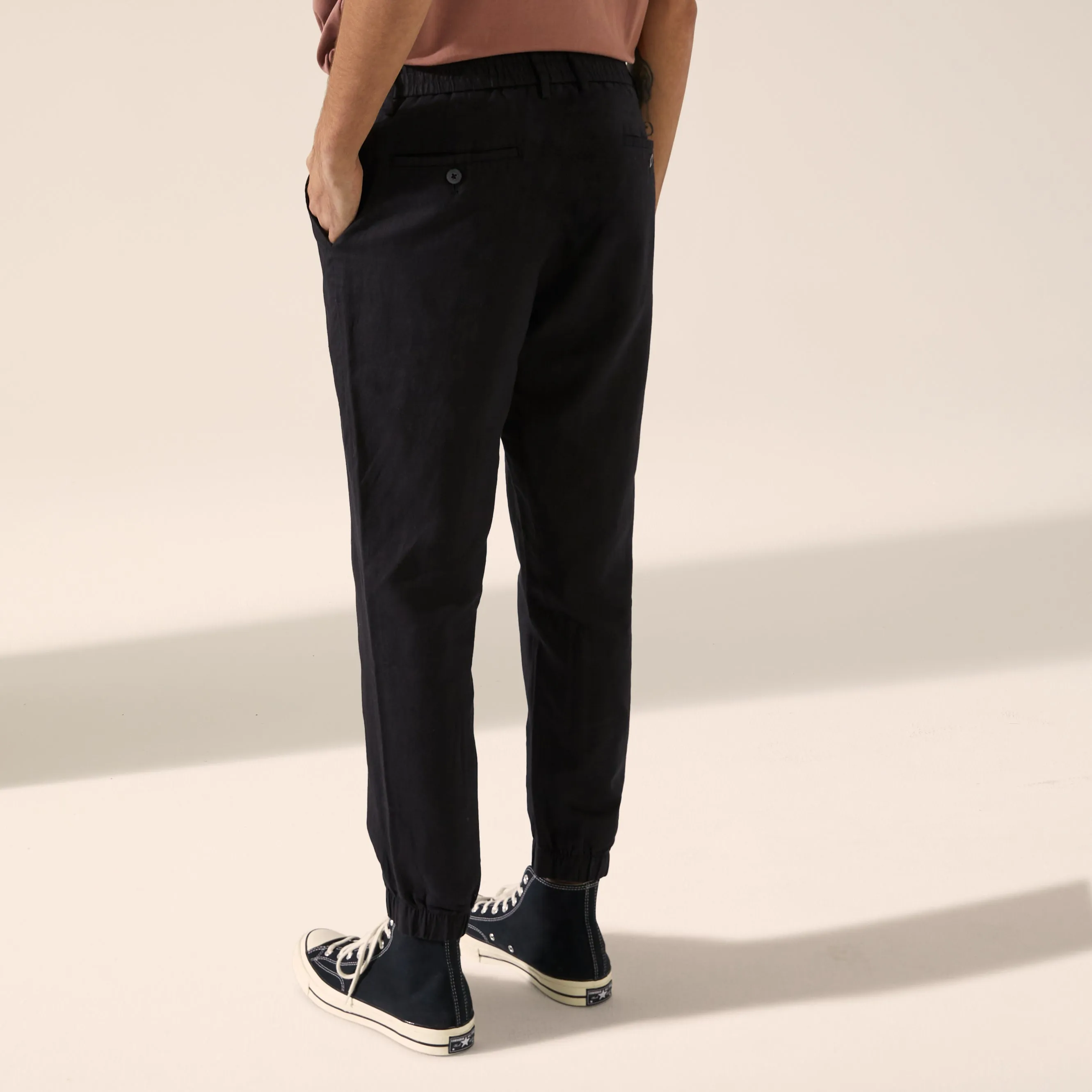 Linen Cotton Ankle Jogger Pant