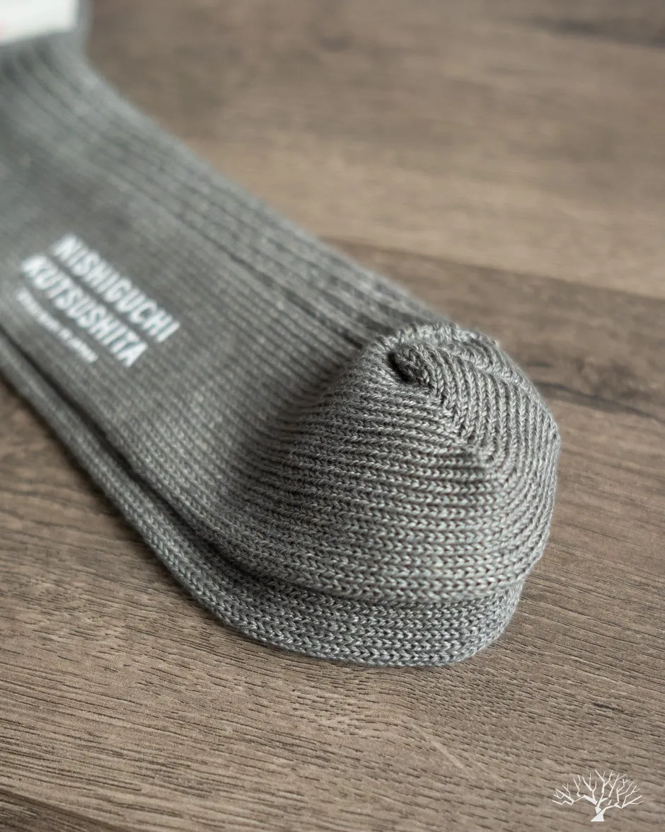 Linen Ribbed Sock - Sauna Stone