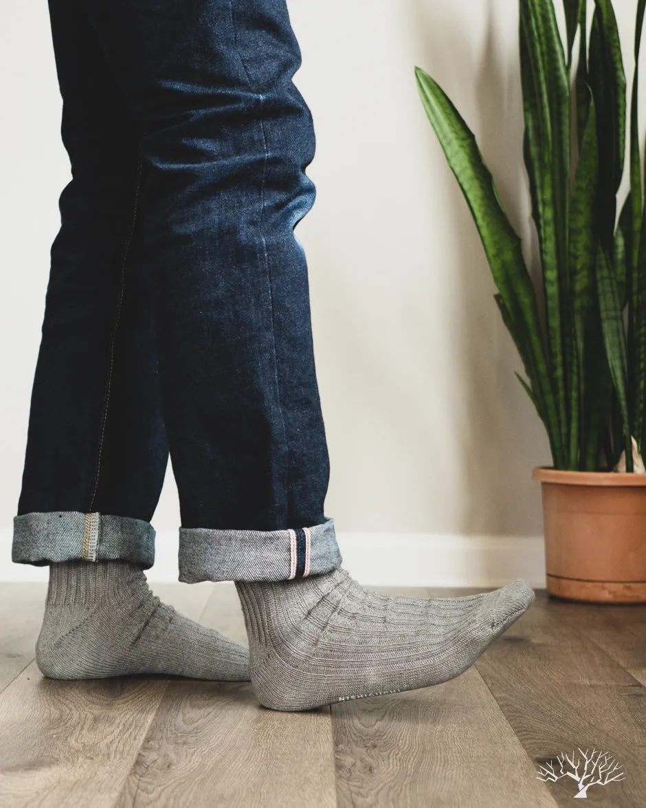 Linen Ribbed Sock - Sauna Stone