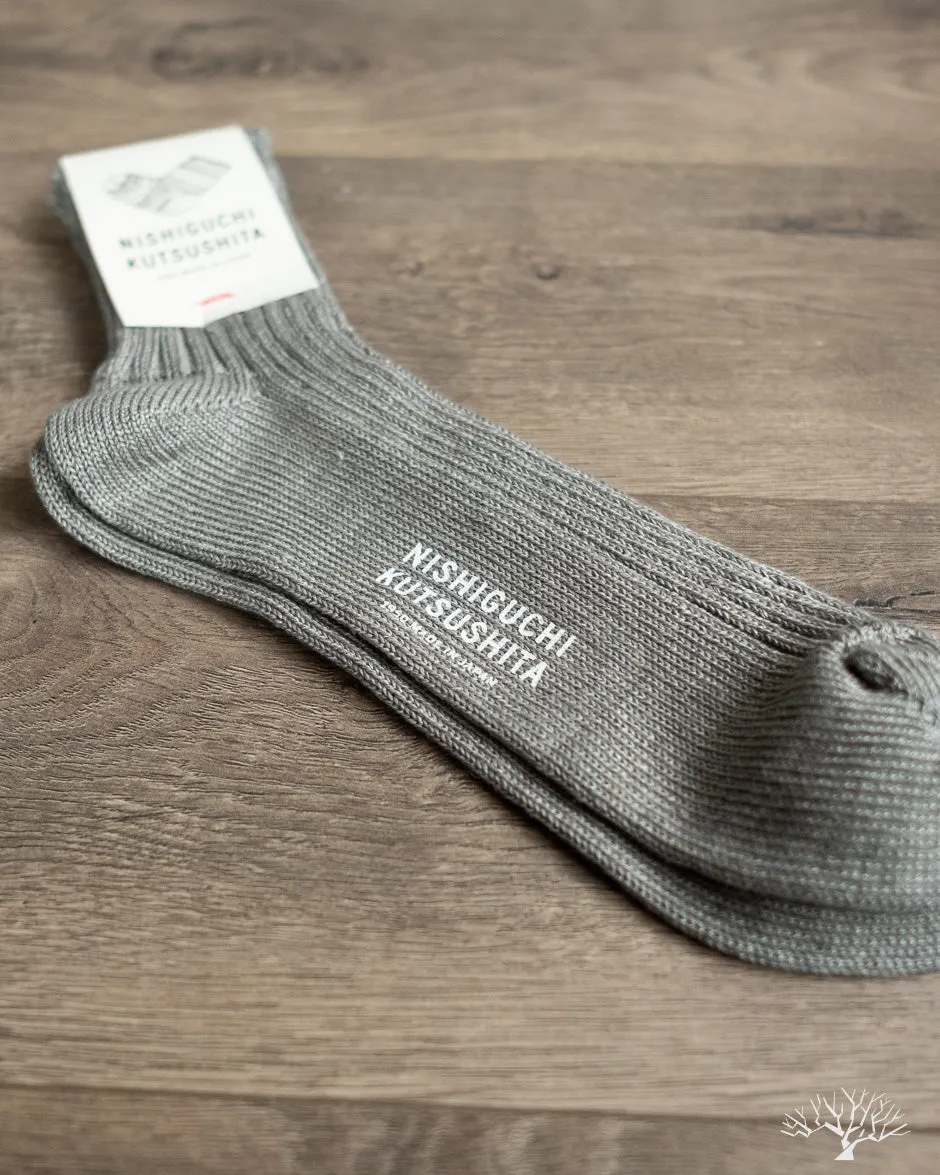 Linen Ribbed Sock - Sauna Stone
