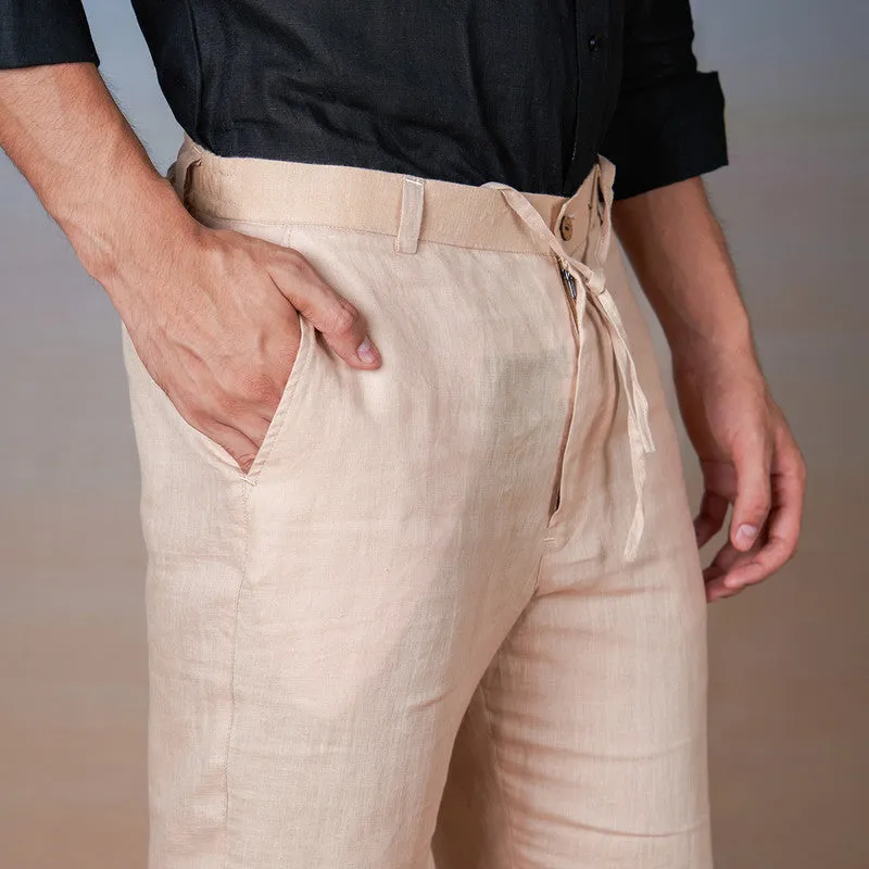 Linen Trouser Pants for Men | Swiss Coffee