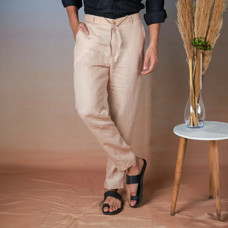 Linen Trouser Pants for Men | Swiss Coffee