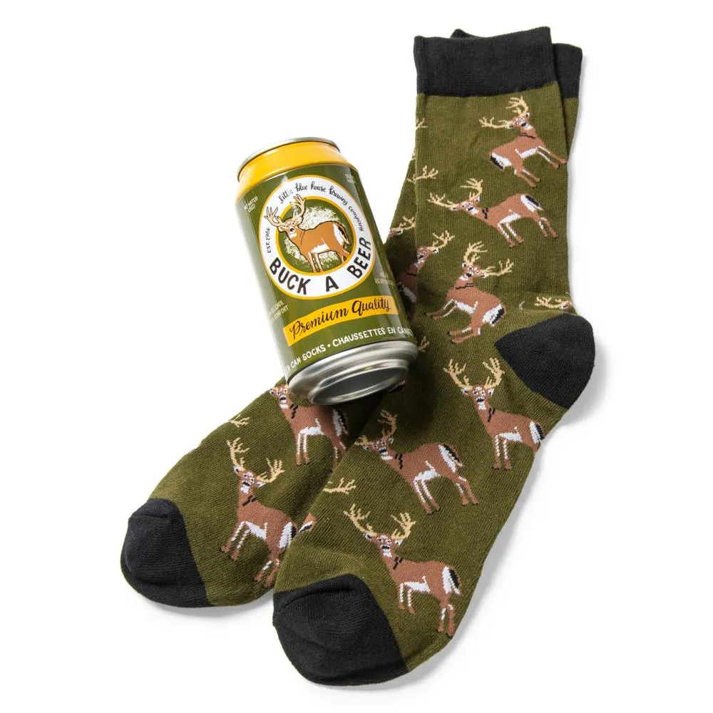 Little Blue House Men's Beer Can Socks - Buck A Beer