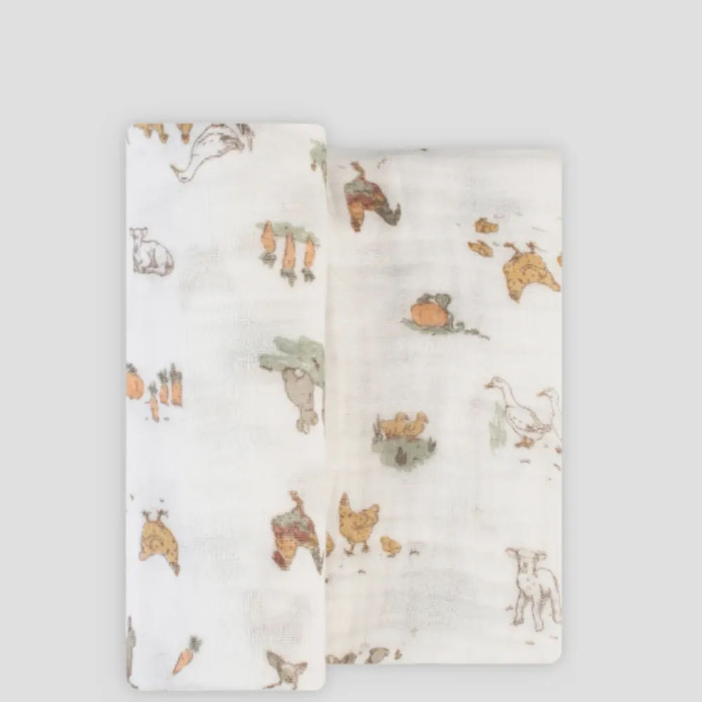 Little Linen TLLC Muslin 1pk Prints - Farmyard Lamb