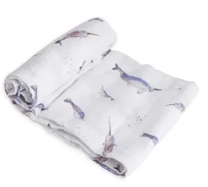 Little Unicorn Single Muslin Swaddle - Narwhal