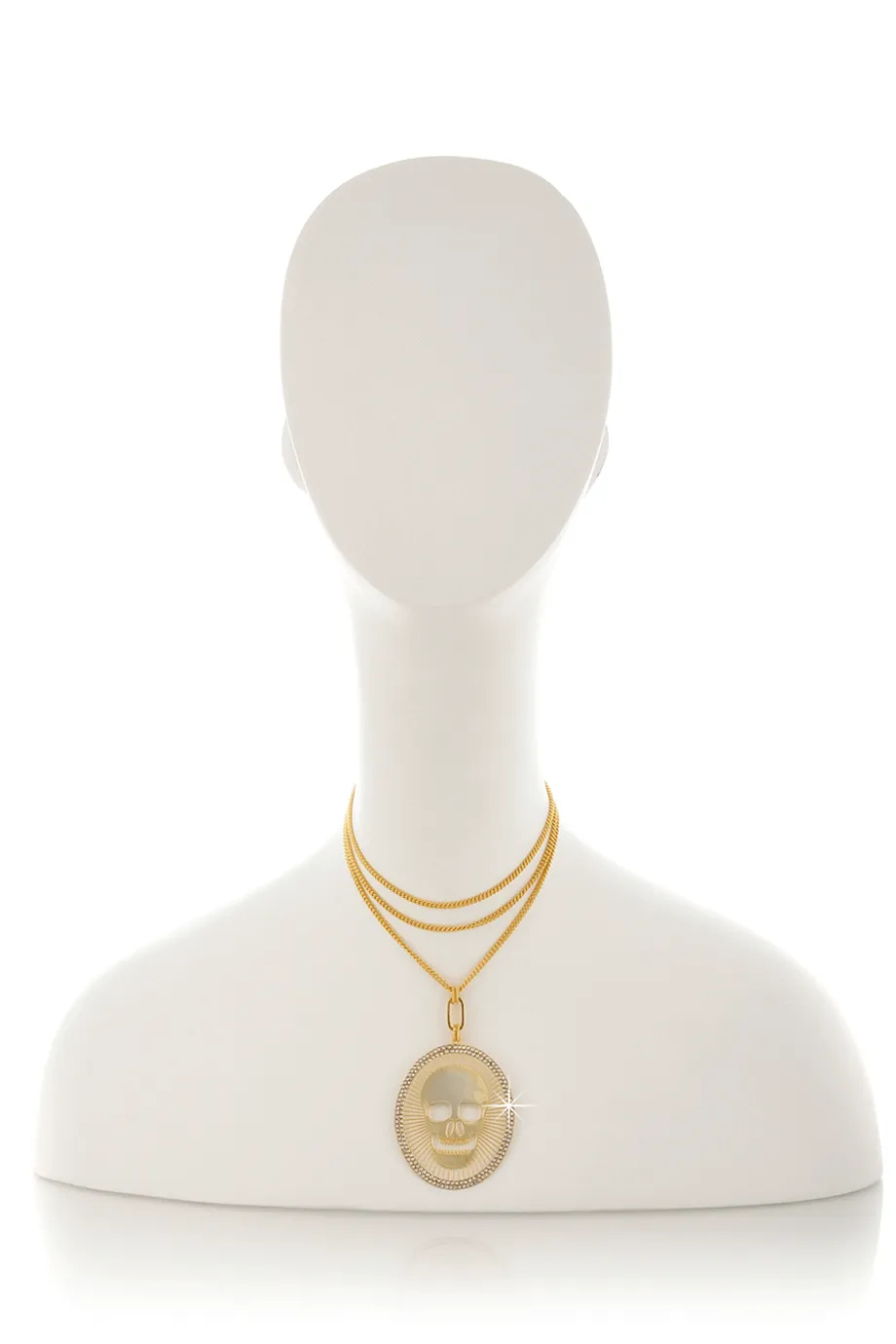 LK DESIGNS SKULL Round Gold Pendant
