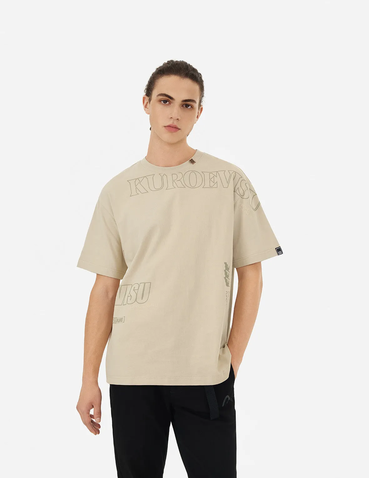 Logo and Slogan Print Fashion Fit T-Shirt
