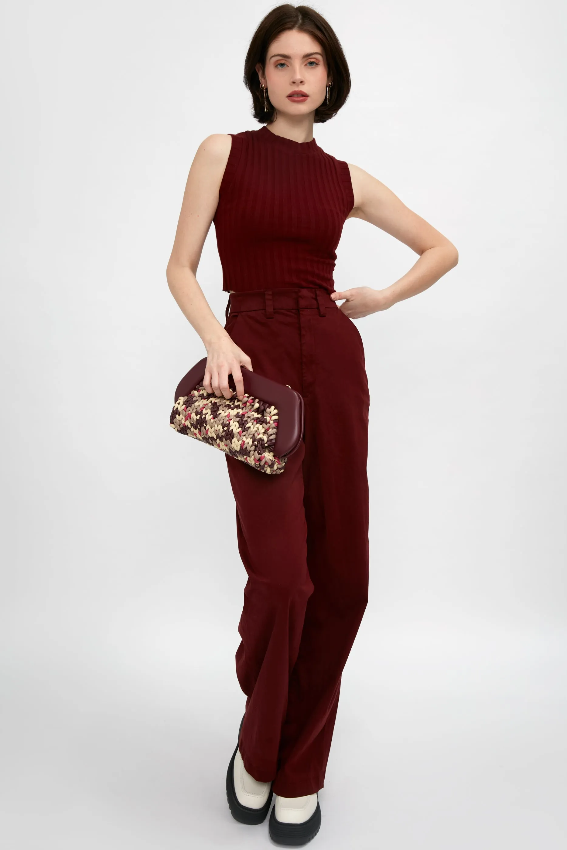London Relaxed Pant in Wine