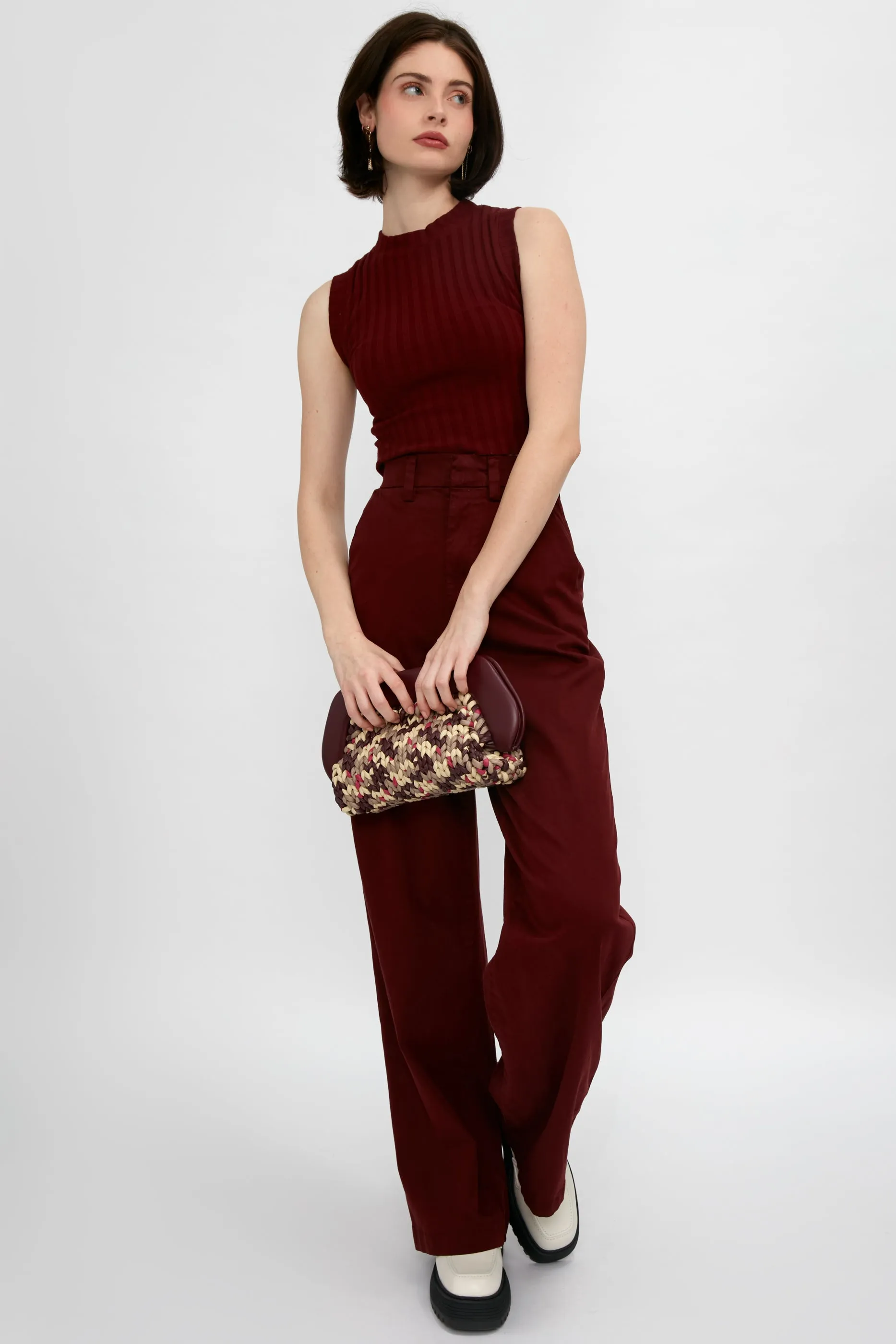 London Relaxed Pant in Wine
