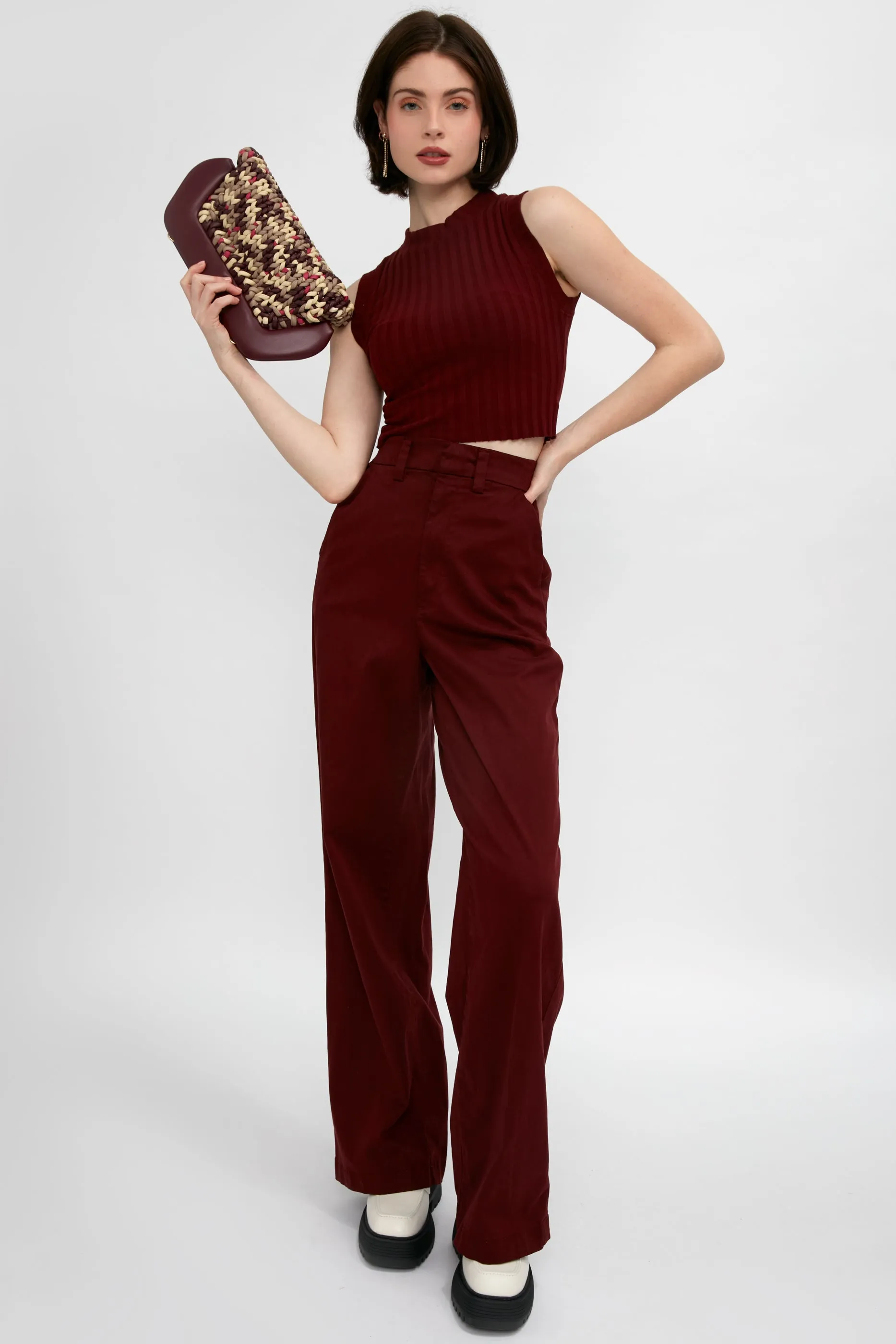 London Relaxed Pant in Wine
