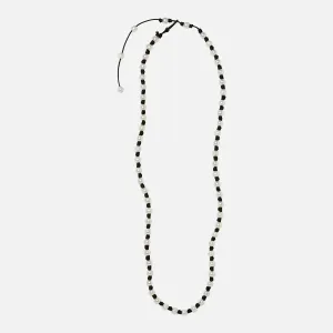 Long Knotted 10MM Pearl and Leather Necklace with Tail