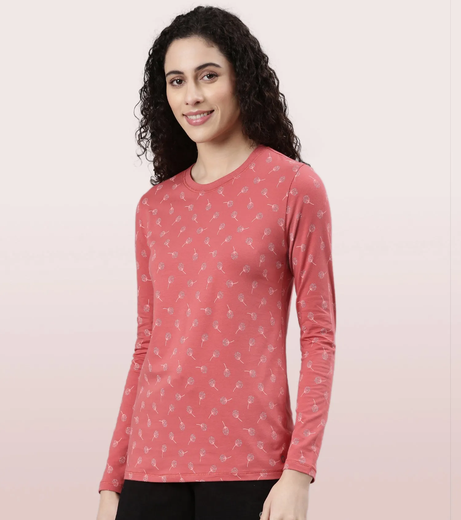 Long Sleeve Basic Crew Tee - Graphics | Crew Neck Basic Stretch Cotton Tee | E257