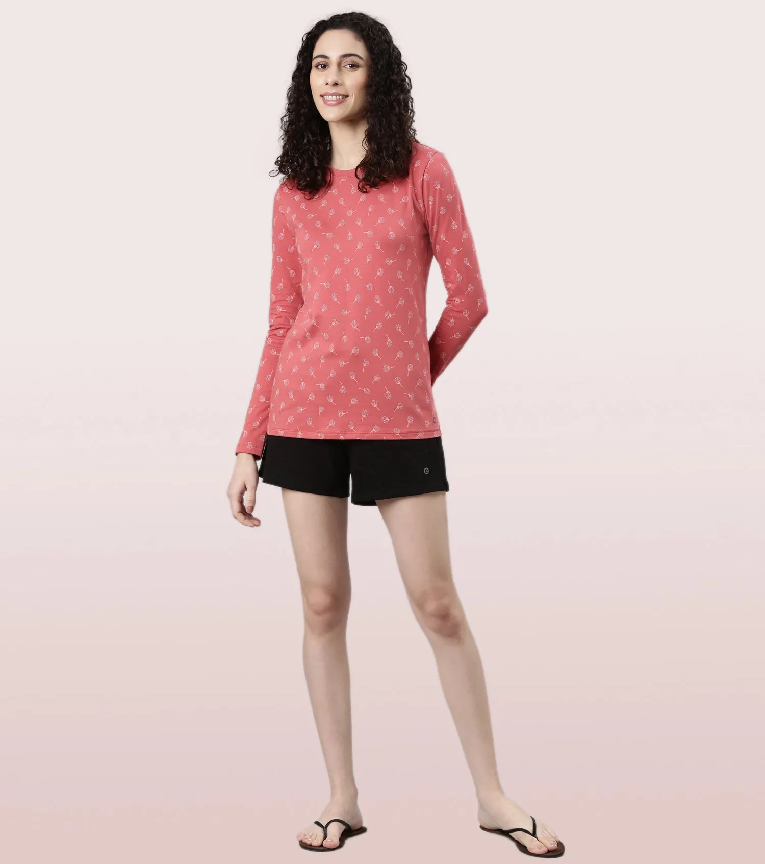 Long Sleeve Basic Crew Tee - Graphics | Crew Neck Basic Stretch Cotton Tee | E257
