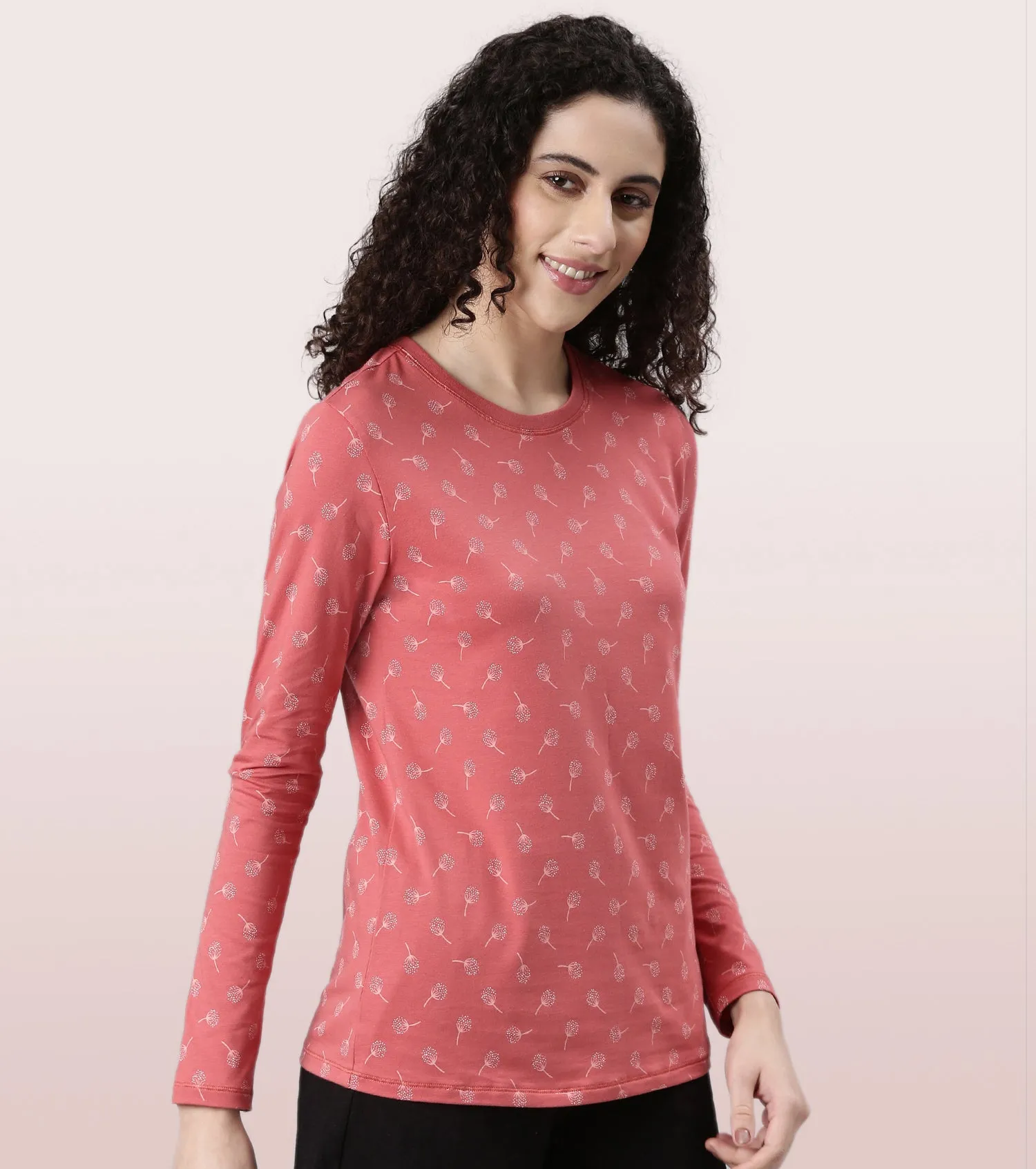 Long Sleeve Basic Crew Tee - Graphics | Crew Neck Basic Stretch Cotton Tee | E257