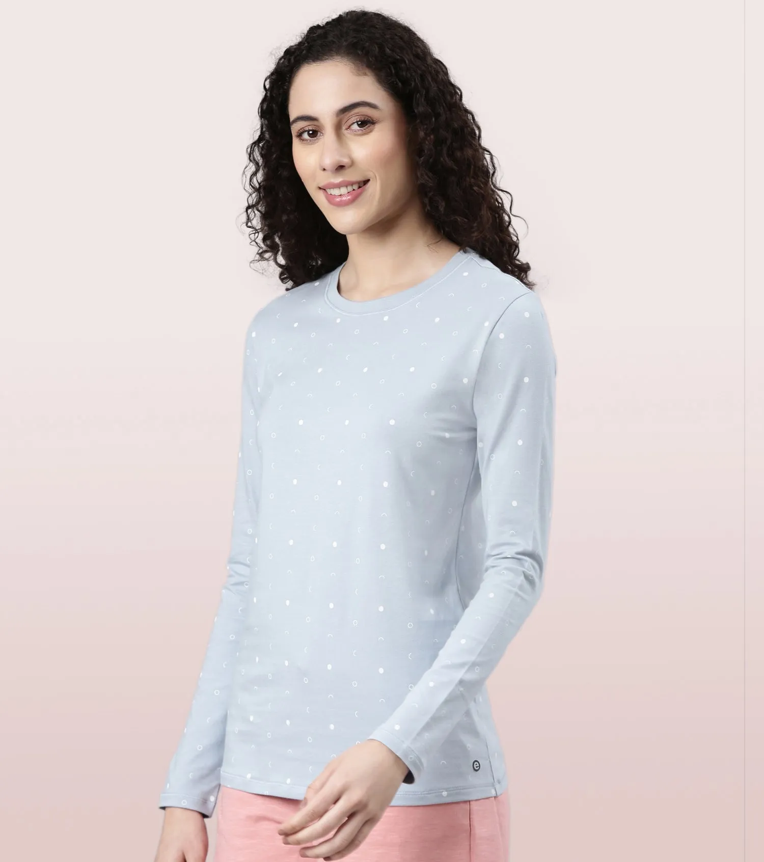 Long Sleeve Basic Crew Tee - Graphics | Crew Neck Basic Stretch Cotton Tee | E257
