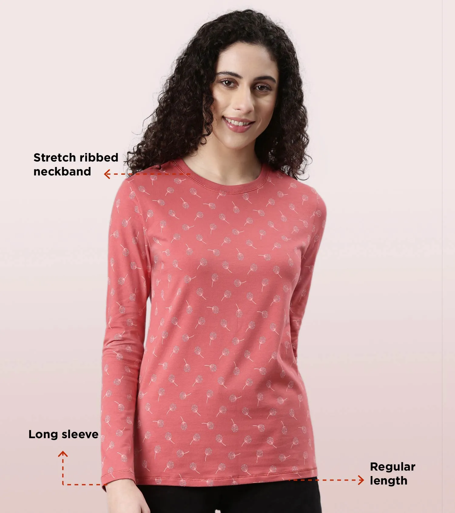 Long Sleeve Basic Crew Tee - Graphics | Crew Neck Basic Stretch Cotton Tee | E257