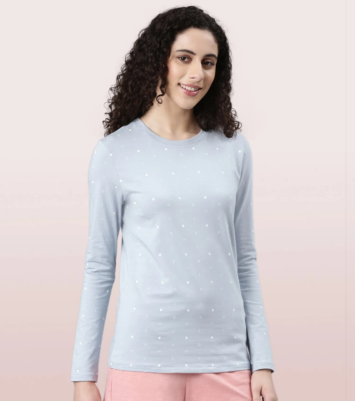 Long Sleeve Basic Crew Tee - Graphics | Crew Neck Basic Stretch Cotton Tee | E257
