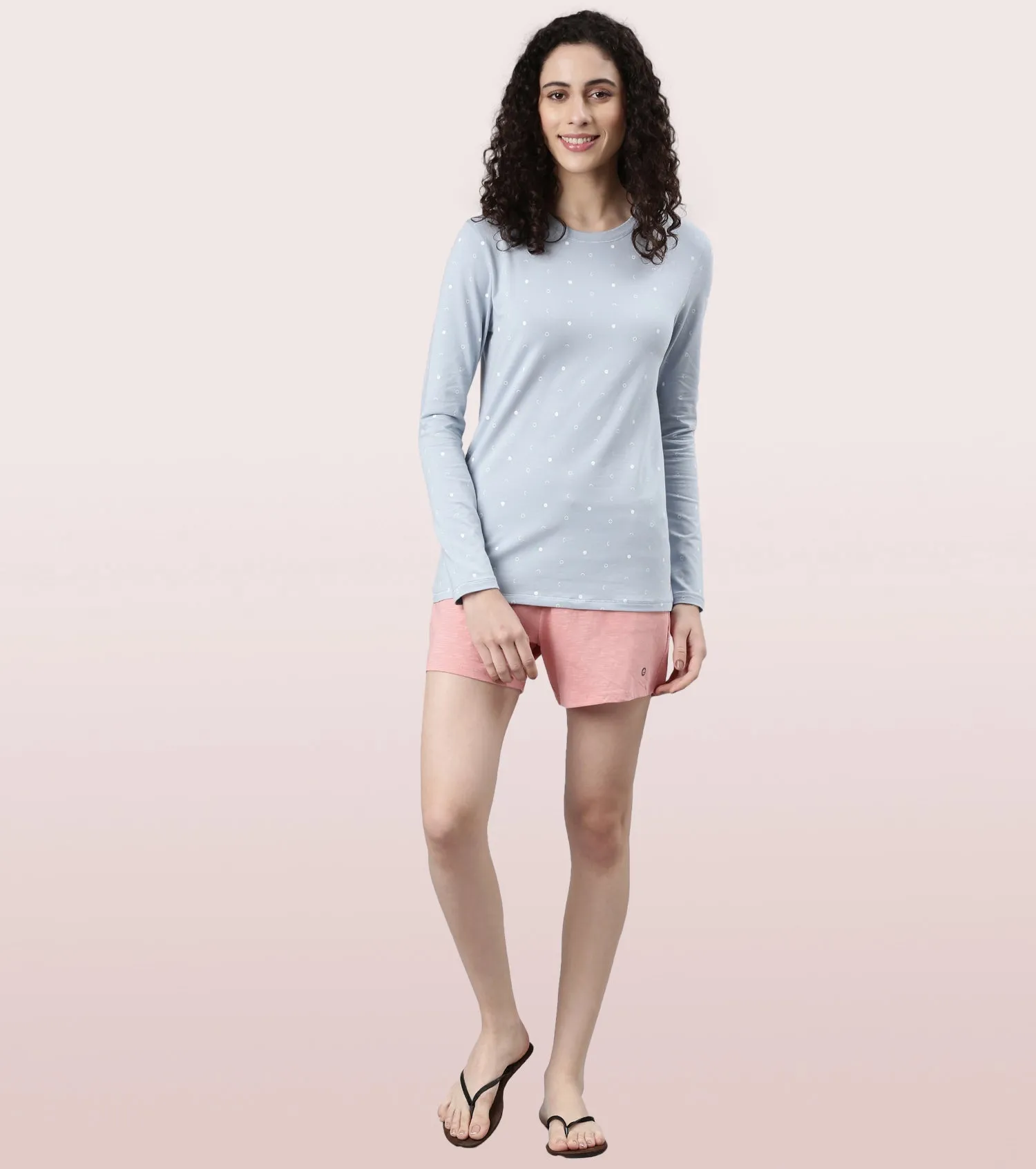 Long Sleeve Basic Crew Tee - Graphics | Crew Neck Basic Stretch Cotton Tee | E257