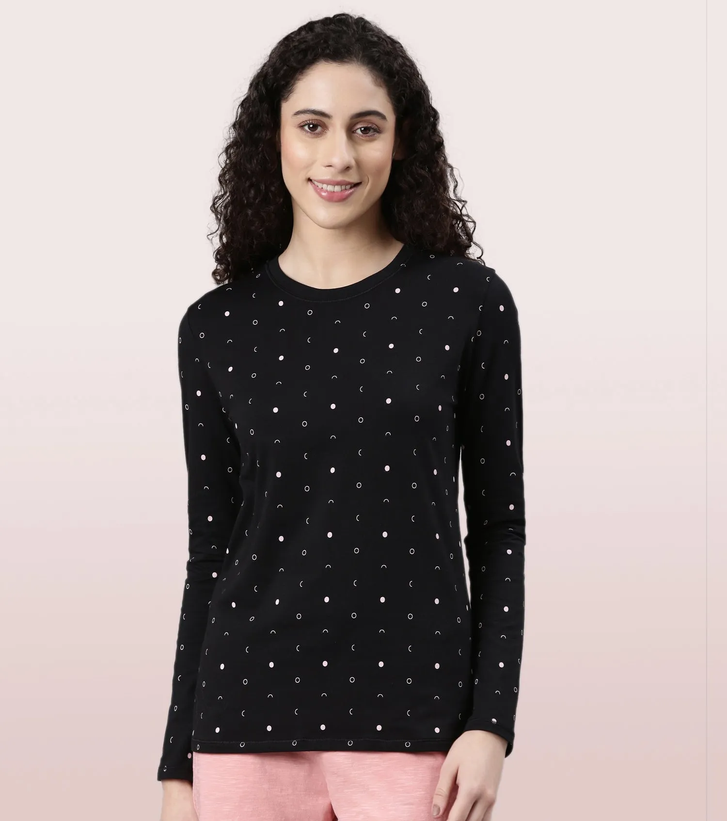 Long Sleeve Basic Crew Tee - Graphics | Crew Neck Basic Stretch Cotton Tee | E257