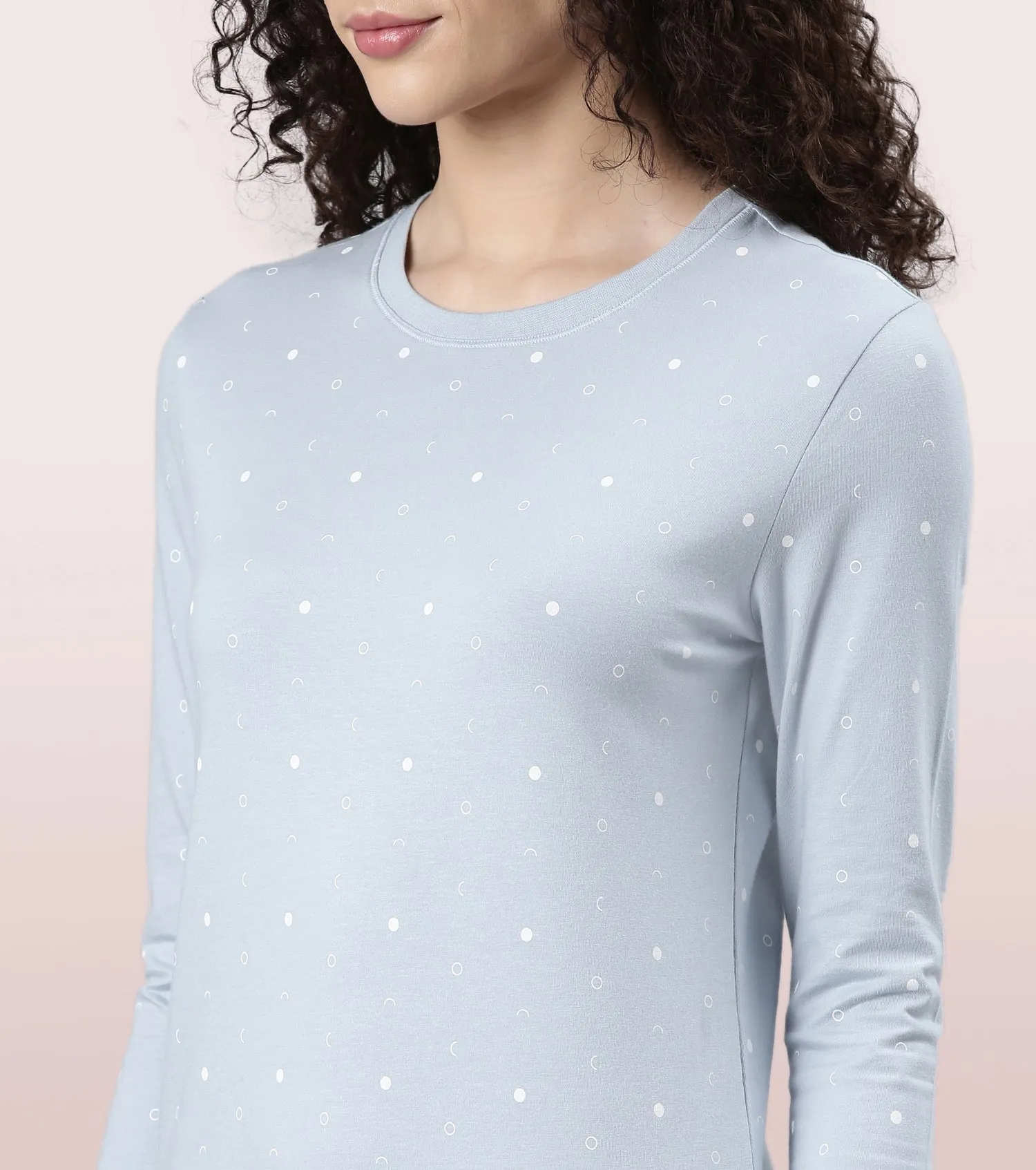 Long Sleeve Basic Crew Tee - Graphics | Crew Neck Basic Stretch Cotton Tee | E257