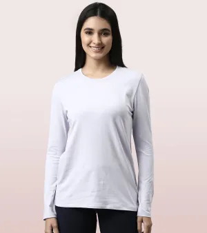 Long Sleeve Basic Crew Tee - Solid | Crew Neck Basic Stretch Cotton Tee
