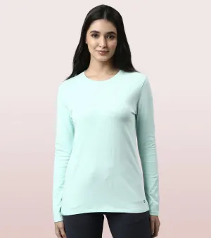 Long Sleeve Basic Crew Tee - Solid | Crew Neck Basic Stretch Cotton Tee