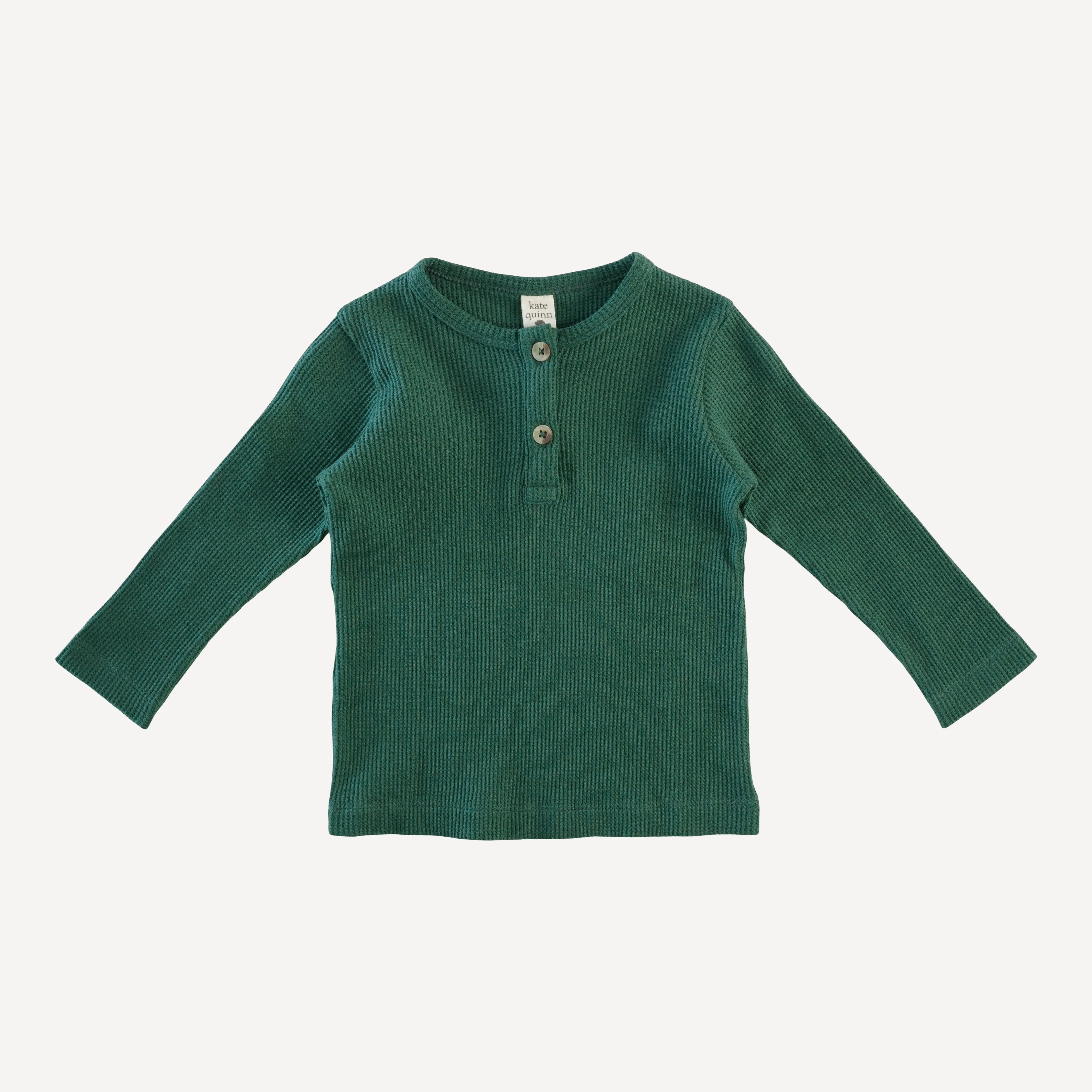 long sleeve basic henley tee | juniper | organic cotton thermal