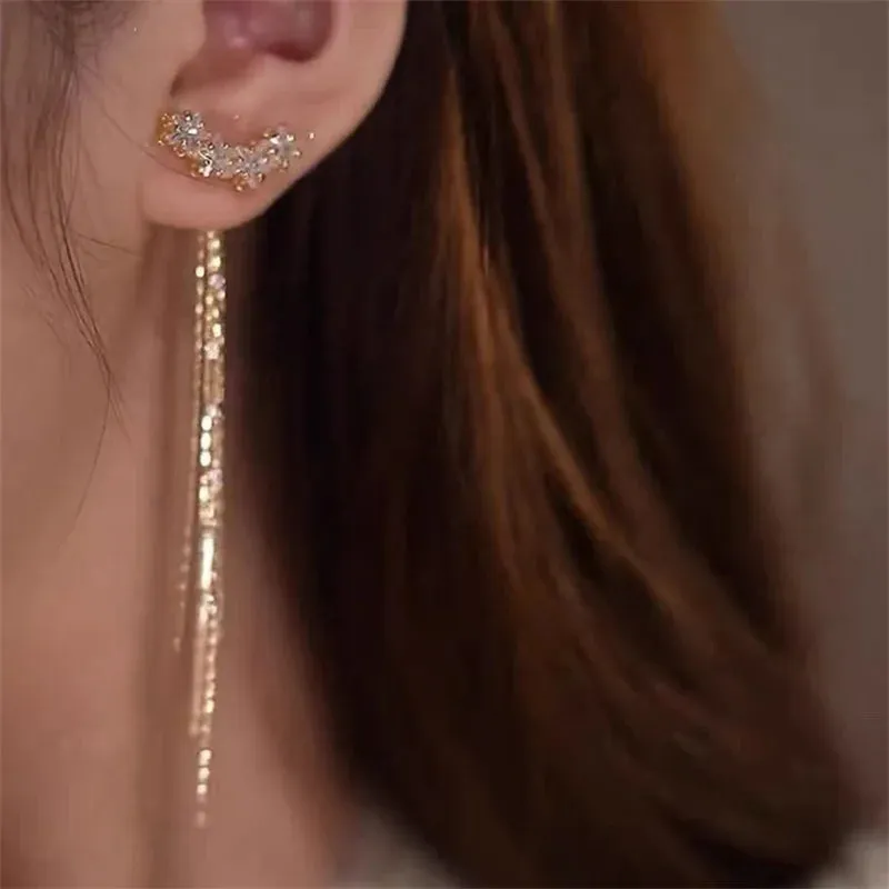 Long Wire Tassel Thread Chain Climb Star Heart Trend Earring