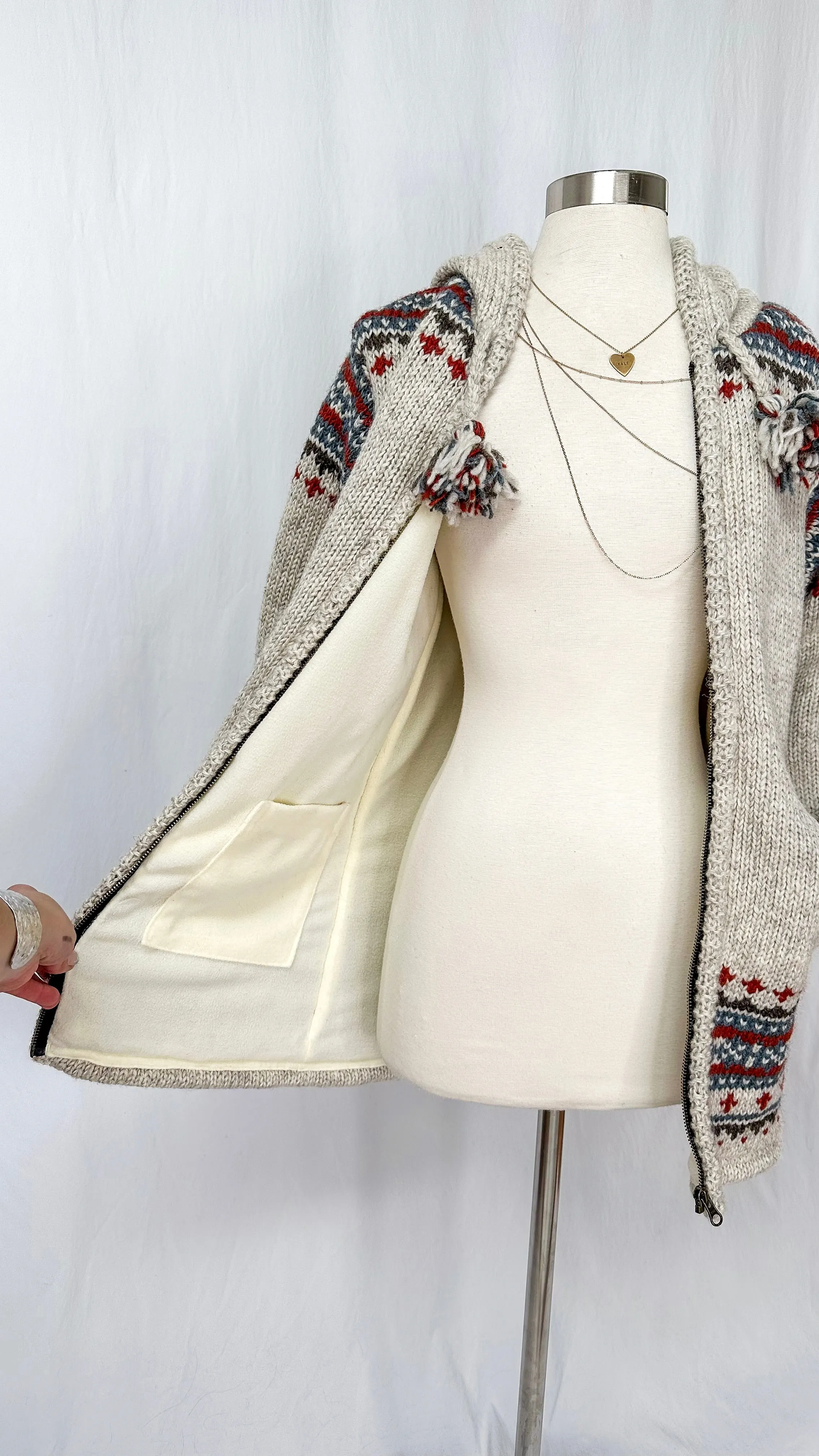 Lost Horizons Elizabeth Fleece Lined Knit Hooded Jacket (M)
