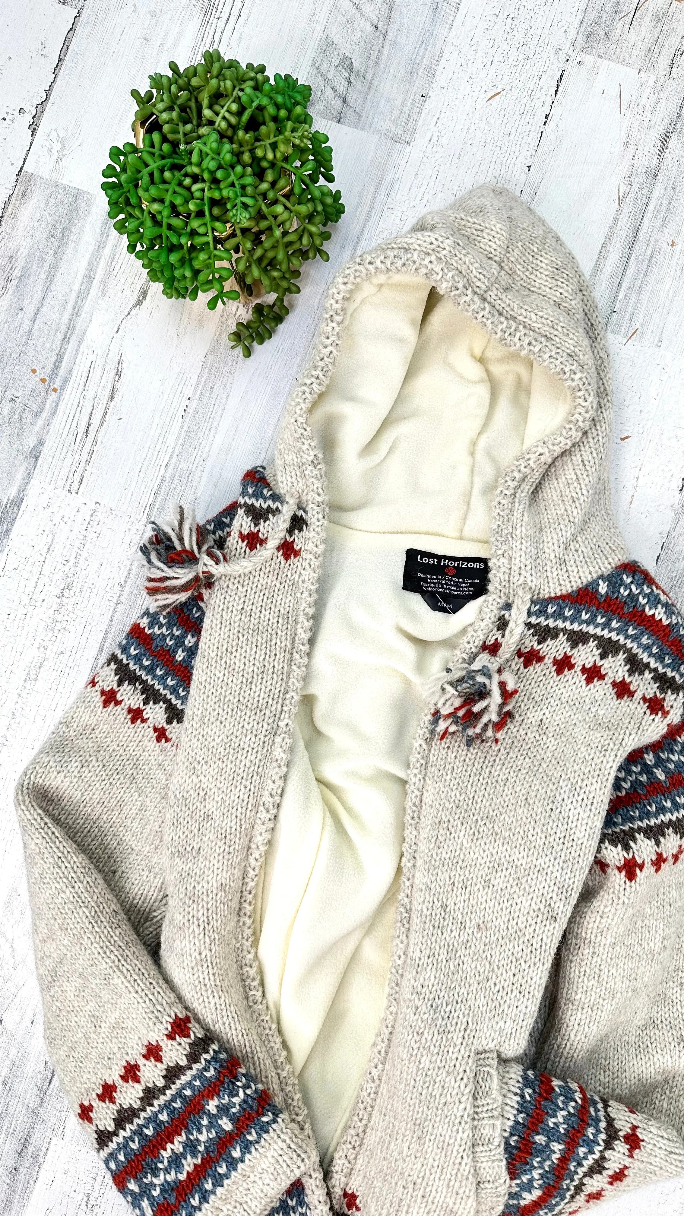 Lost Horizons Elizabeth Fleece Lined Knit Hooded Jacket (M)